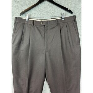 JB Britches Pants Men 40 Regular Brown Wool Winston Pleated Dress Trousers Italy
